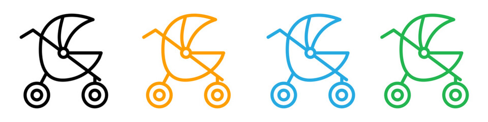 Jogging stroller icon logo set vector