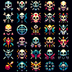 Fototapeta premium A spritesheet of RPG skeletons in pixel art