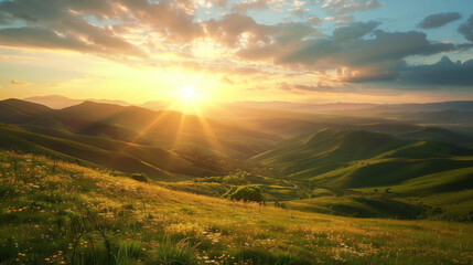 sunset over the mountains