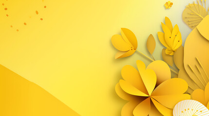 Obraz premium Background with yellow gradient color paper cut vector image