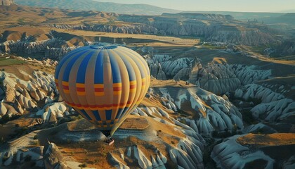 Obraz premium Spectacular Views: Hot Air Balloon Soars Over Colorful Cappadocia, Turkey