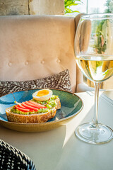 white wine and tapas on the terrace