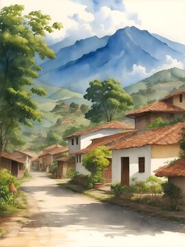 Nuqui Colombia Country Landscape Watercolor Illustration Art