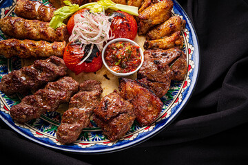 grilled meat with fresh salad