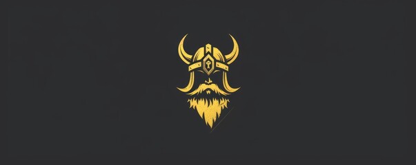 Fototapeta premium drawing of a Viking helmet icon on a distressed background.