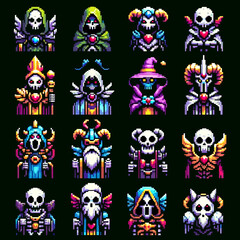 Diverse Pixel Art Liches RPG Icons