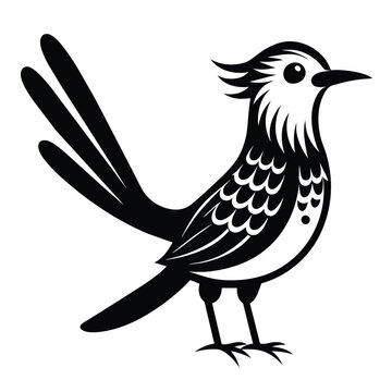 recommend clip art: Solid color Cactus Wren animal vector design