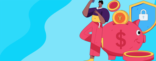 Online shopping payment security character flat vector concept operation hand drawn illustration
