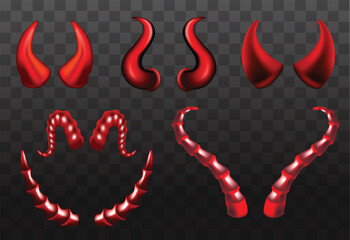 Set of Realistic Horn isolated. 3D Illustration