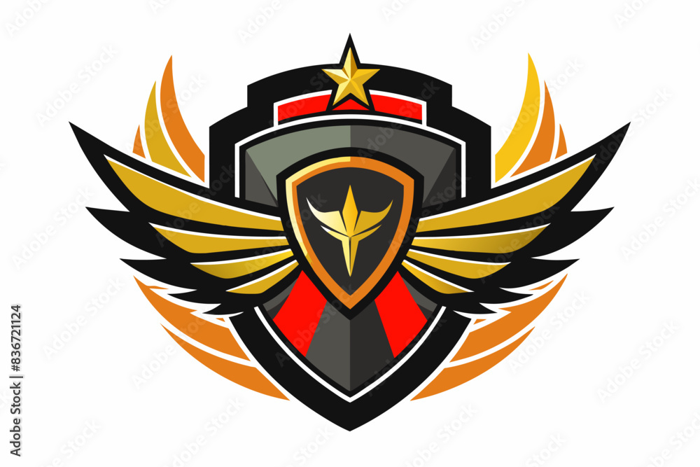 Poster an emblem logo with a symbolic design incorporating the company's values