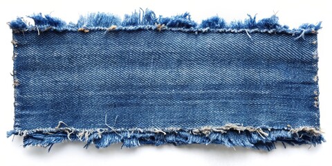 Close-up of torn denim fabric on white background