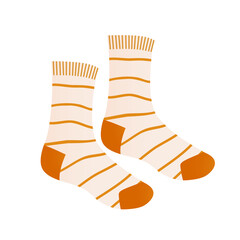 Colorful casual socks design with striped print isolated on white background.
