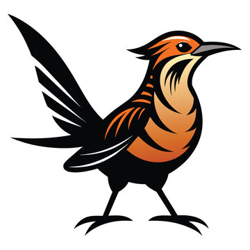 recommend clip art: Solid color Cactus Wren animal vector design