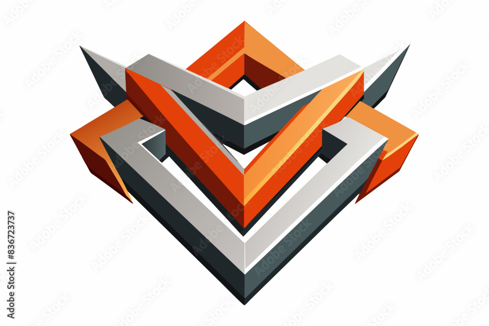 Poster A 3D V triangle logo with a three-dimensional effect for depth and visual impact