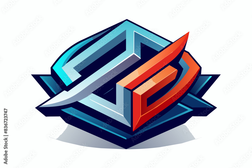 Poster A 3D V triangle logo with a three-dimensional effect for depth and visual impact