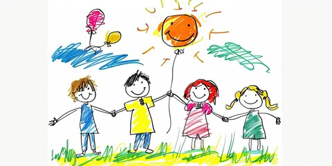 Fototapeta premium Happy Family Illustration with Children