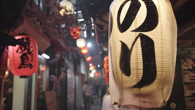 Evening Walk Through a Japanese Alleyway With Lanterns