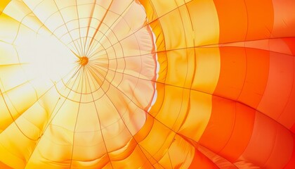 Obraz premium Vibrant Views: Exploring the Inside of a Colorful Orange-Yellow Hot Air Balloon