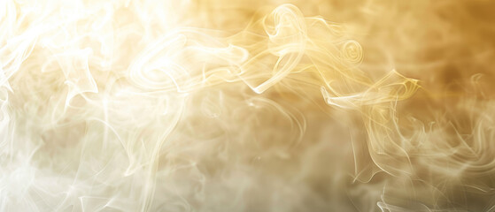 Obraz premium Abstract Golden and White Smoke Background with Swirling Patterns and Light Effects