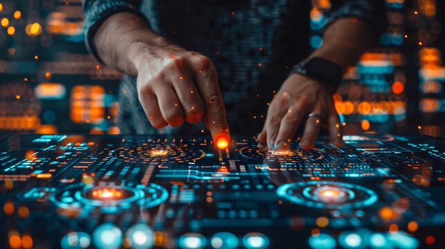 Person on glowing computer