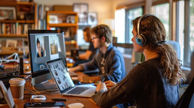 Collaborative Virtual Design Team Working on Project Remotely