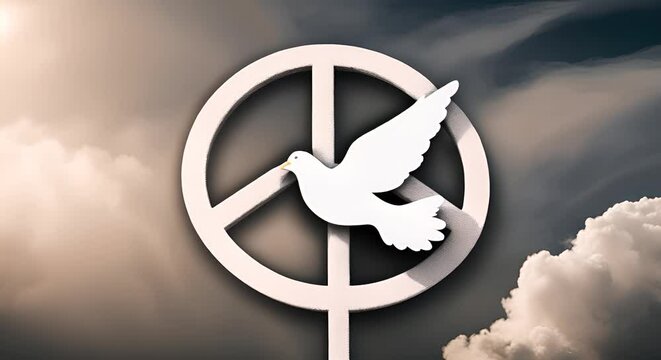 Dove of peace next to the peace sign.