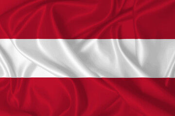 Austria flag waving in the wind on silk texture