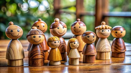 Wooden figurines on table