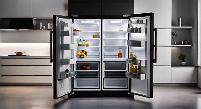 Refrigerator empty of food.