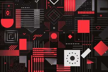 Abstract geometric patterns in black and red vector background design for modern artistic creations