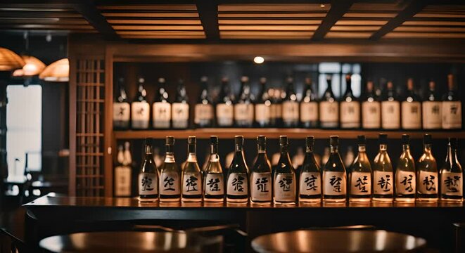 Bottles of Japanese homemade sake.