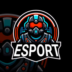 Fototapeta premium Full color modern robot character esport logo