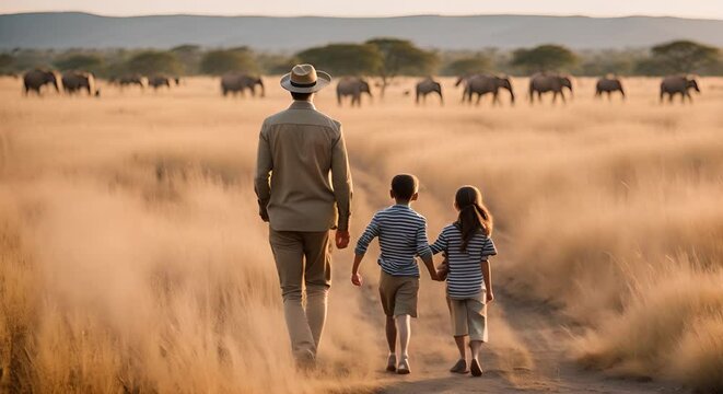 Family going on safari.