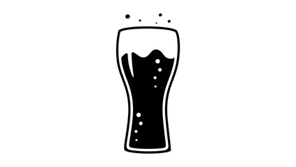 carbonated drink with bubbles, black isolated silhouette
