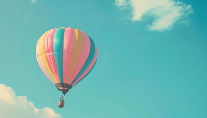 Obraz premium Spectacular Sight: Colorful Hot Air Balloons Soar Through the Blue Sky - AR 7:4