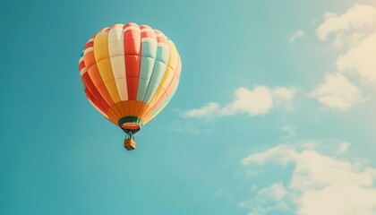 Fototapeta premium Vibrant Hot Air Balloon Soaring Through a Azure Sky