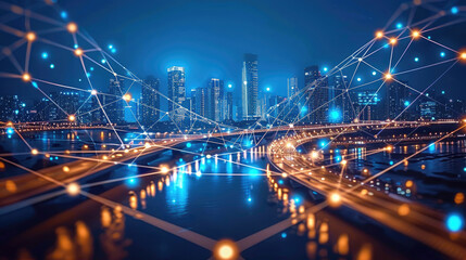 Obraz premium Smart city and communication network concept. 5G network concept