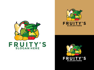 fruity logo vector, Fruit store logo design template