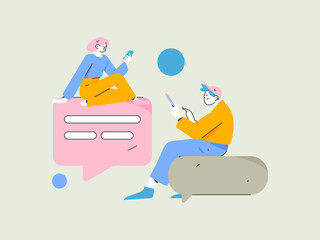 Communicate with consultants flat vector character concept operation hand drawn illustration
