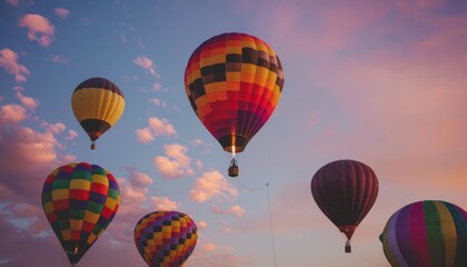 Obraz premium Rising in Color: A Vibrant Journey of Hot Air Balloons