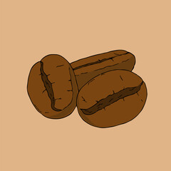 Cartoon roasted coffee beans, vector illustration