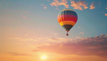 Fototapeta premium Vibrant Hot Air Balloon Soaring at Sunrise