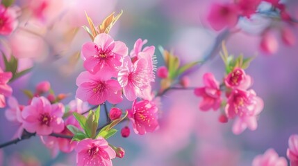 Fototapeta premium Floral flower spring abstract background of cherry blossom flower in spring season in Japan