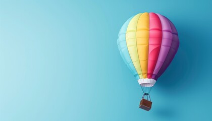 Fototapeta premium Vibrant Hot Air Balloon Soaring in a Blue Sky