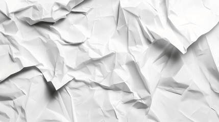 Obraz premium Close-up of a crumpled white paper texture with various folds and creases, offering a textured and irregular surface.