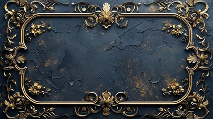 Ornate gold frame on a dark blue background.