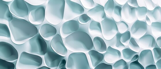 Abstract 3D Render of Smooth Organic Shapes in Soft Blue and White Tones, Modern Minimalist Background for Design and Art Projects
