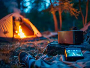 Compact, portable projector with built-in battery perfect for outdoor movie nights or presentations on-the-go.