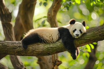 Fototapeta premium Giant Panda Relaxing in Nature, Wildlife Photography