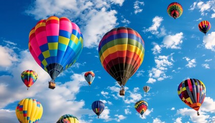 Obraz premium Up, Up, and Away: The Vibrant Beauty of Hot Air Balloons in Flight